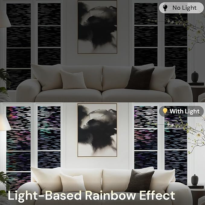 rabbitgoo Window Privacy Film, Total Blackout Window Film, Stained Glass Heat Control Glass Thermal Sticker, Room Darkening Door Cover, Anti-UV Privacy Cling with Installation Tools, 23.6" x 78.7"