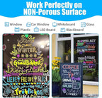 Window Chalk Markers for Cars Glass Washable, 10 Colors Jumbo Liquid Chalk Marker Pens with 10mm 3 in 1 Nib Wide Tips, Big Chalkboard Markers Car Window Paint Pens for Auto, Bistro, Mirror, Poster