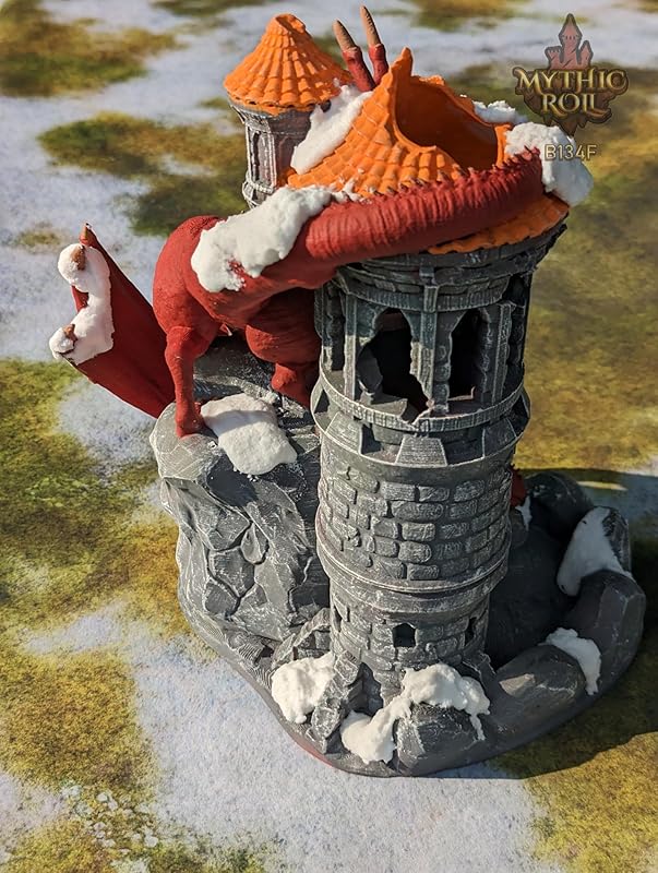 Dragon 3D Printed Dice Tower - Mythic Roll Collection - Unchained Games - Ascend to New Heights with your Rolls! (09.) Pink)