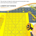 Quilting Ruler, Sewing Ruler, 8 Pack, Acrylic Quilting Templates(6"x17", 3"x17", 2"x16", 1.5"x12", 1"x12", 1"x6", 8"x3"), Non Slip Rings 25 Pieces, Sewing and Quilting Supplies - Clear/Yellow