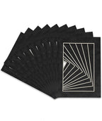 Pack of 25 Acid Free 11x14 Mats Bevel Cut for 8.5x11 Photos - Dark Grey Suede Precut Matboards With Backing Boards and Clear Photo Mat Bags For Pictures, Photos, Framing - 4-ply Thickness