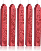 Yoption 5Pcs Sealing Wax Sticks, Vintage Totem Fire Manuscript Flashing Wine Red Wax Seal Sticks with Wicks, Sealing Wax for Wax Seal Stamp