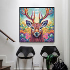 51buyoutgo 11CT Stamped Cross Stitch Kits for Adults - 16x16 in Beginner Embroidery Kit with Easy Funny Washable Animal Deer Pattern, Pre Printed Fabric, Fit for DIY Home Decor, Gifts & Stress Relief