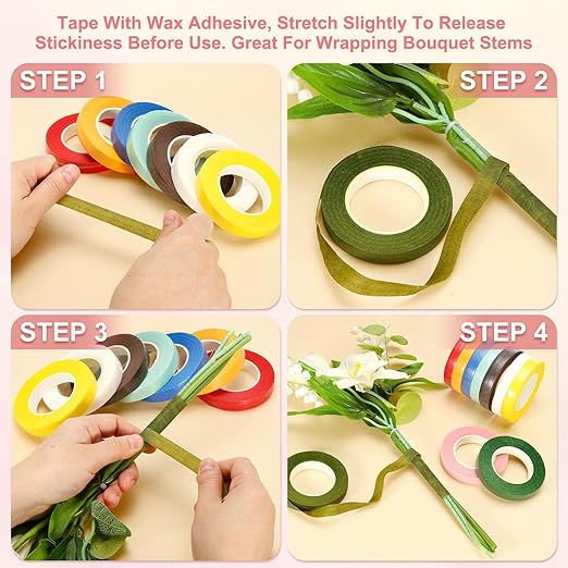 MECCANIXITY 3 Rolls Floral Tapes, 30 Yard x 1/16 in Florist Crepe Flowers Bouquets Tape Adhesive Waterproof for Flower Arranging Wrapping, Turquoise