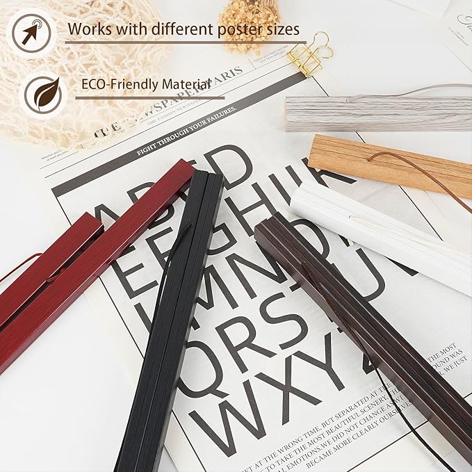 Artmag Magnetic Poster Hanger Frame, 18x24 18x12 18x28 Light Wood Wooden Magnet Canvas Artwork Print Poster Hangers Frames Hanging Kit (Teak Wood, 18")