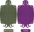 SIQUK 2 Pieces Octopus Dice Rolling Tray PU Leather Dice Mat Folding Scroll Dices Holder Trays for D&D RPG Games (Dark Green, Violet)