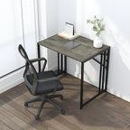 32 inch Small Folding Desk, Writing Gaming Computer Camping Desk for Small Spaces, No Assembly Required Home Office Desk, Black Oak