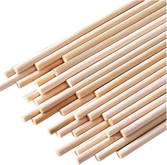 HOPELF 100PCS Dowel Rods Wood Sticks Wooden Dowel Rods - 1/8 x 6 Inch Bamboo Sticks - for Crafts，Hardwood Dowel Rod Assortment，Wooden Rod Sticks Doweling Rods， Cake Dowels and DIYers.