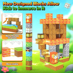 100PCS Magnetic Blocks - Build Mine Magnet World Froest Fox Adventure Set, Magnetic Toys Kids Games for Boys & Girls Age 3-5 5-7 8-12, Sensory Construction Outdoor Toys for Toddlers Birthday Gifts