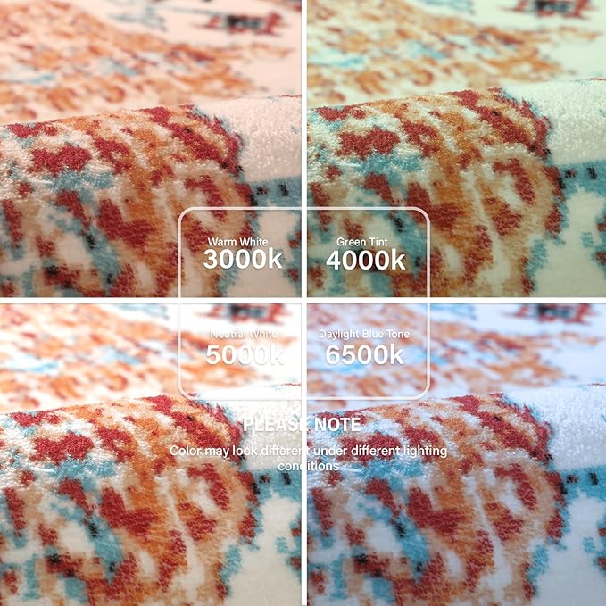 Lahome Bohemian Floral Medallion Area Rug - 4x6 Oriental Distressed Bedroom Rug Country Vintage Faux Wool Indoor Throw Mat Non-Slip Washable Low-Pile Carpet for Bathroom Living Kitchen Laundry Room