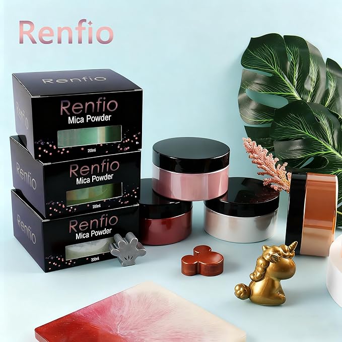 Renfio 100g Mica Powder Pigment, Metallic Natural Dye Mineral Pearl Shimmer Epoxy Resin Dye for Painting Soap Making Slime Bath Bombs 3.5 Oz - Rose Red