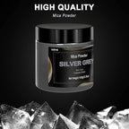 Silver Mica Powder Pigment (100g) -Cosmetic Grade Metallic Mica Powder for Epoxy Resin, Lip Gloss, Soap,Candle Making,Bath Bombs,Tumblers, Jewelry, Dyes, and DIY Crafting Projects(Silver Grey, 3.5oz)