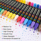 IVSUN Paint Pens Paint Markers, 36 Colors Oil-Based Waterproof Art Marker Pen Set, Never Fade Quick Dry and Permanent, Works on Rocks, Wood, Fabric, Plastic, Canvas, Glass, Mugs, DIY Craft