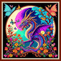 Dimensean Stamped Cross Stitch Kits Full Range of Embroidery Patterns Starter Kits for Beginners Adult or Kids DIY Cross Stitches Needlepoint Kits 11CT-Wolf Flower 17.7x17.7 inch