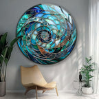 My Photostation.com 10''(25cm) Diameter Ocean Vortex Spiral Round Glass Wall Art Tempered Glass Printing Wall Decor Large Wall Art Wall Hangings