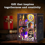Tarot Book Nook Kit - 3D Wooden Puzzle for Adults, Teens & Beginners, DIY Miniature Bookshelf Insert with LED Light, Mysterious Craft Gift for Family, Friends