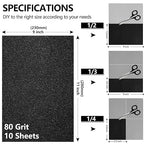 80 Grit Sandpaper, 9 x 11 Inch Wet Dry Sand Paper Hand Abrasive Sanding Sheets for Wood Metal Automotive Sanding and Polishing, Coarse - 10 Sheets