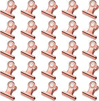 30 Pack Small Bull Clips 0.87 Inch Mini Metal Hinge Clips Binder Paper Hinge Clip for Office, Home, School, Shops, Rose Gold, 22mm