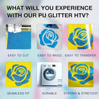 HTVRONT Blue Glitter HTV Heat Transfer Vinyl Rolls - 10" x 8ft Glitter HTV Vinyl for Shirts, Easy to Cut & Weed for Heat Vinyl Design (Sky Blue)