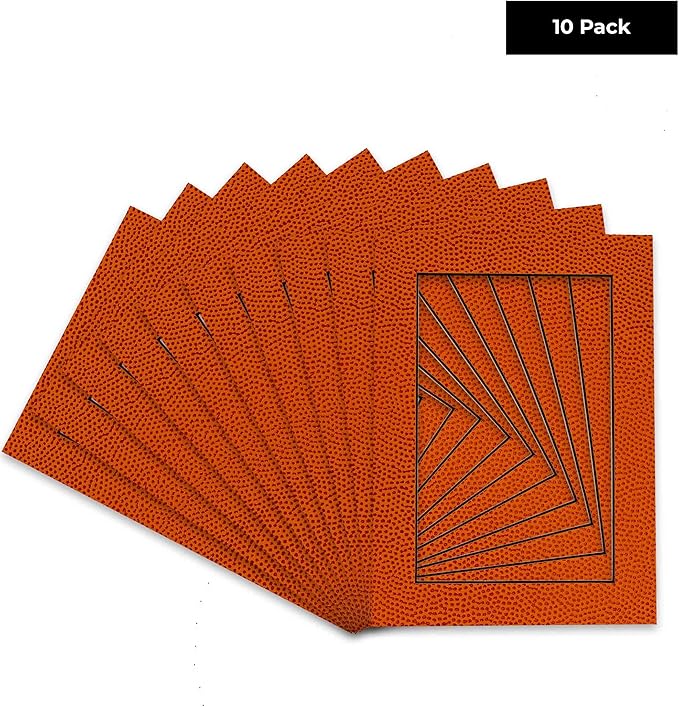 Pack of Ten Acid Free 11x14 Mats Bevel Cut for 8.5x11 Photos - Basketball Texture Precut Matboards With Backing Boards and Self Seal Photo Mat Bags For Pictures, Photos, Framing - 4-ply Thickness