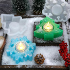 2PCS Christmas Resin Molds Christmas Tree Candle Holder Resin Molds Snowflake Silicone Resin Mold for Tea Lights Epoxy Resin Mold for Home Table Decorations Xmas Decor
