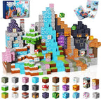 Magnetic Blocks - 150PCS Magnetic Building Block Cubes Dark Forest Glacier Castle, Magnet Toy Building Sets for Kids Age 3+, STEM Stacking Construction Toys Easter Gift for Boys Girls Age 4-8, 8-12
