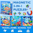 Magnetic Puzzles for Kids Ages 3-5, 3 in 1 Ocean World Toddlers Magnet Jigsaw Puzzle Book, Kids Travel Puzzles Toys, Preschool Learning Toy for Kids 3-8 Year (Ocean World)
