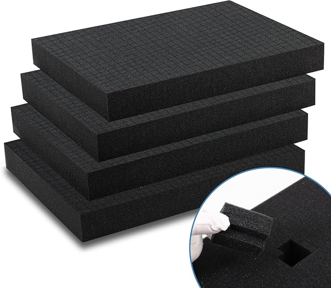 Pick and Pluck Foam Inserts, Pre-cubed Pick Apart Sheets for Crafts Toolbox Game Box Camera Cases Drawer Storage (4Pcs 16 x 12 x 2 Inch)