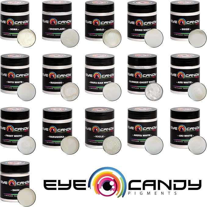 Eye Candy Pigments Premium White Mica Powder - Akoya White (25gr) - for Epoxy, Resin, Soap, Paint, Woodworking, Acrylic Pouring, Bath Bombs, Fishing Lures - DIY Arts and Crafts Additive