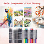 24 Colors Blendable Watercolor Markers 2025 Upgrade Double Tip Paint Pens with 1 Water Brush Pen Water Based Coloring Pens Drawing Markers Set with Flexible Brush Tip for Artists and Beginners
