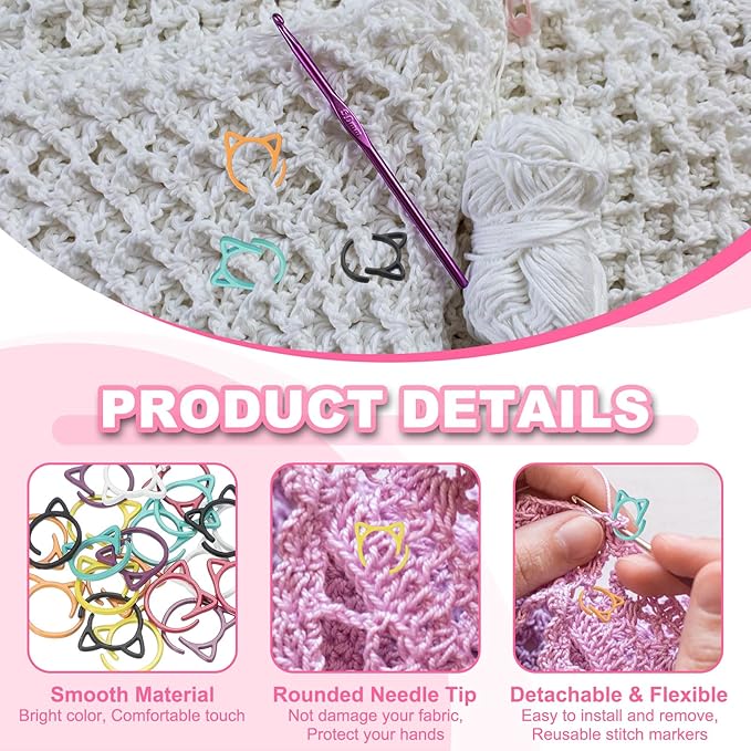 uxcell 50pcs Stitch Markers, Spiral Stitch Markers Crochet Needle Clip Counter Knit Ring Crochet Locking Sewing Accessories for DIY Handcraft Knitting and Crocheting, White