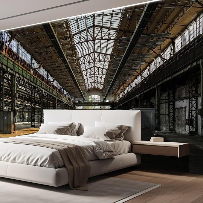 wall26 Industrial Interior of an Old Factory Building Removable Wall Mural | Self-Adhesive Large Wallpaper - 120x144 inches