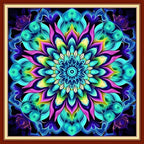 DMCVIVR Stamped Cross Stitch Kits for Adults Beginners Embroidery Kits 11CT Needlepoint Kits Cross Stitch Patterns Embroidery Patterns-Magic Mandala 18x18 inch