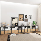 Wooden 6 Cube Storage Organizer with Closed Back Panel,Black Cube Shelf Heavy Duty Cubby Storage Organizer with Compartments for Living,Display Shelf,Bookshelf