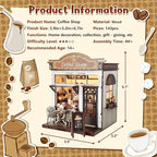 DIY Miniature House Kit, Coffee Shop Book Nook Kit, Mini Building Kit, Dollhouse Kit for Adults and Teens, 3D Wooden Puzzles with LED Light, Craft Kit for Family and Friends(Retro Coffee Shop)