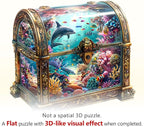 Wooden Puzzles for Adults, Treasure Chest Ocean Wooden Jigsaw Puzzle Unique Shape Animal Wood Puzzles Adult 3D Visual Effect, Birthday Gifts for Puzzle Lovers Family Games (L-13.4 * 12.9in-260pcs)