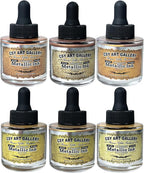 CSY art gallery Metallic Acrylic Paint Ink-Water Resistant Drawing Inks Set-24K Gold Alcohol Ink-Mica Paint for Resin, Rock,Markers Refill,Wood,Crafts (Fallen Leaves Starlight Set)