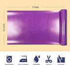 Dark Purple Glitter HTV Heat Transfer Vinyl, 12" x 5ft lron on Vinyl, for T-Shirt Ironing, Vinyl HTV Easy to Cut and Weed, The Best Choice for DIY Creativity. (Dark Purple, 12" x5ft)
