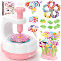 GirlsHome 300+PCS Fabric Flower Bouquets Toys, DIY Flower Crafts Kits for Kids, Arts and Crafts for Kids Ages 6-8 Girls, Build Flower Bouquet, STEM Educational Toy Preschool Gifts (White Pink)