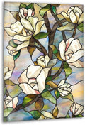 My Photostation.com 32Wx48H'' Stained Magnolia Glass Wall Art Tempered Glass Printing Wall Decor Large Wall Art Wall Hangings