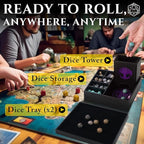 Dice Tray and Dice Tower for DND and RPG - All-in-One Game Roamer Tray & Large Tower for Random Rolls - Stores Your Sets, Mini's and More Compatible with D&D (Purple Tree)