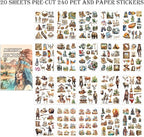 Egypt Travel Scrapbook Stickers 20 Sheets 240 Pre-Cut Washi Stickers PET Transparent Desert Book Sticker for journaling Decorative or DIY Paper Crafts Arts and Crafting Projects