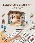 DIY Miniature House Kit, DIY Dollhouse Kit for Adults to Build, Mini House Kit with LED, Mayberry Street Miniatures, Ideal Gifts for Birthday,Valentine Christmas(Forest Times)