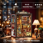 Book Nook Kit - DIY Miniature Dolls House Kit with Furniture and LED Light, 3D Puzzle Wooden Art Bookends, Model Kits for for Adults and Teens (Christmas Shop)