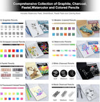 KALOUR 154PCS Artists Art Supplies - Drawing Kit with 6 Sketchbook,Tutorial,Coloring Paper - Graphite,Colored, Charcoal, Watercolor & Metallic Pencils - for Artists and Beginners