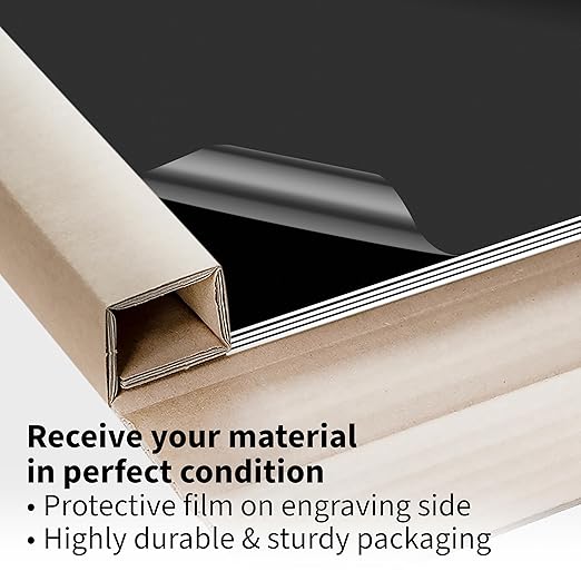 Trotec TroLase | 12"x20"x1/32", 4 Pcs | Black/White | 2 Ply | Modified Acrylic | Laser Engraving Double Color Plastic Sheet | Engraving Blanks for Laser, Saw, Guillotine | Made in USA