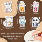 Fall Bubble Tea Mini Eraser for Kids Bulk 60P Cute Kawaii Panda Rabbit Cat Boba Cup Pencils Erasers 3D Desk Puzzle Supplies for Student Back to School Classroom Prizes Thanksgiving Party Favors