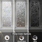 LEMON CLOUD Window Film, Decorative Window Privacy Film, Window Film Privacy Static Cling Frosted, Anti-UV Sun Blocker Heat Control for Home(Grayish Black, 35.4 x 157.4 inches)