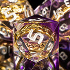 OUKELANWO Magic Lord Rings DND Dice Set with Box, 7Pcs Resin LOTR D&D Dice Set for Role Playing Game, Purple Dungeons Dragons D and D Sharp Edge Dice D20 D12 D10 D8 D6 D4