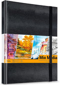 Ohuhu Mix Media Pad - 10.8"x8.3" Mixed Media Art Sketchbook, 120 llb/200 GSM Heavyweight Papers, 78 Sheets/156 Pages, PU Hardcover Mixed Media Paper Pad for Acrylic Painting Christmas Gift